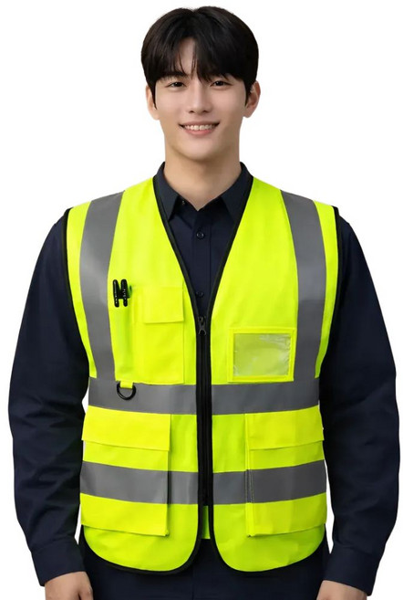 안전조끼 포켓형 야광 작업 조끼, 1개, 형광