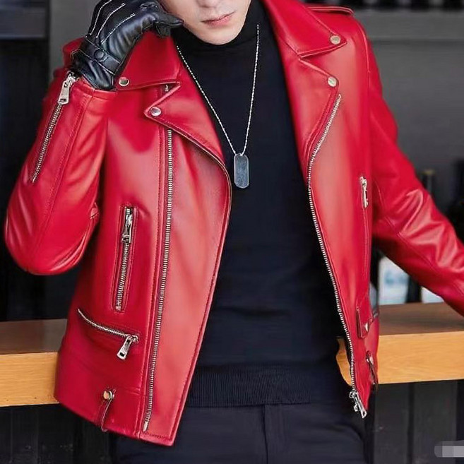 남성 라이더 가죽자켓 봄가을 슬림핏 카라넥 집업 레더 재킷 데일리 아우터T122304