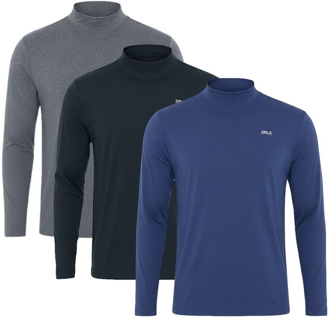 3종세트 보카시 기능성 남성 피치 기모 반목티셔츠 빅사이즈 기능성 긴팔티 베이직 반목티