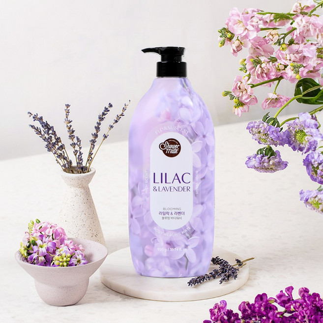 샤워메이트 블루밍 바디워시 라일락 앤 라벤더향, 900g, 2개