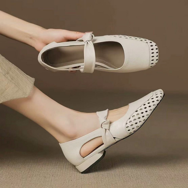 Unique 여성 천연 양가죽 메리제인 로퍼 슈즈 발편한 통기성 슬립온 샌들 단화