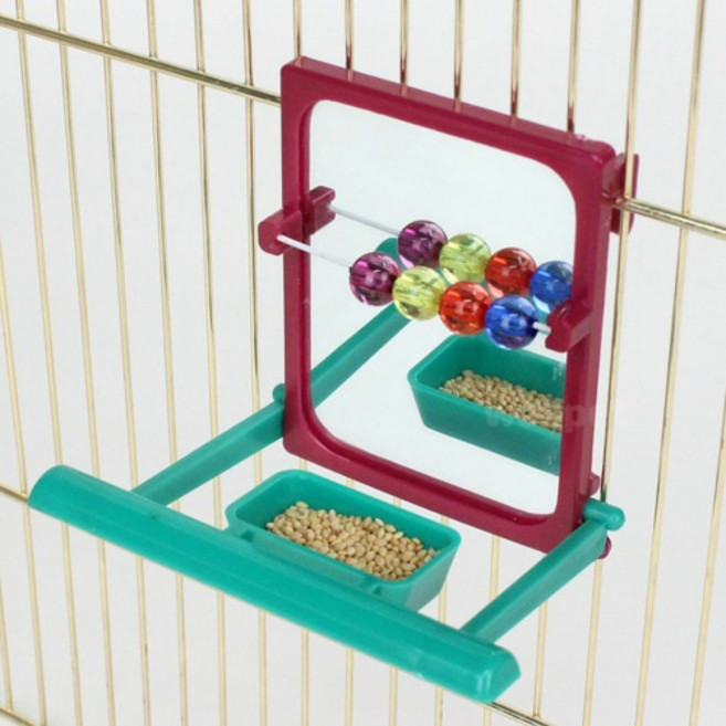 미러 구슬 모이통 횃대 앵무새 장난감