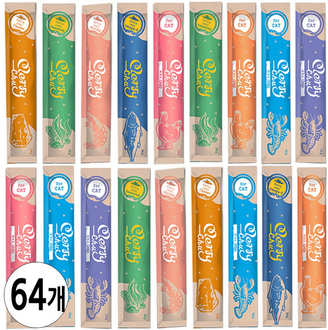 네츄럴코어 고양이 짜먹는간식/메리츄, 64개, 14g, 혼합