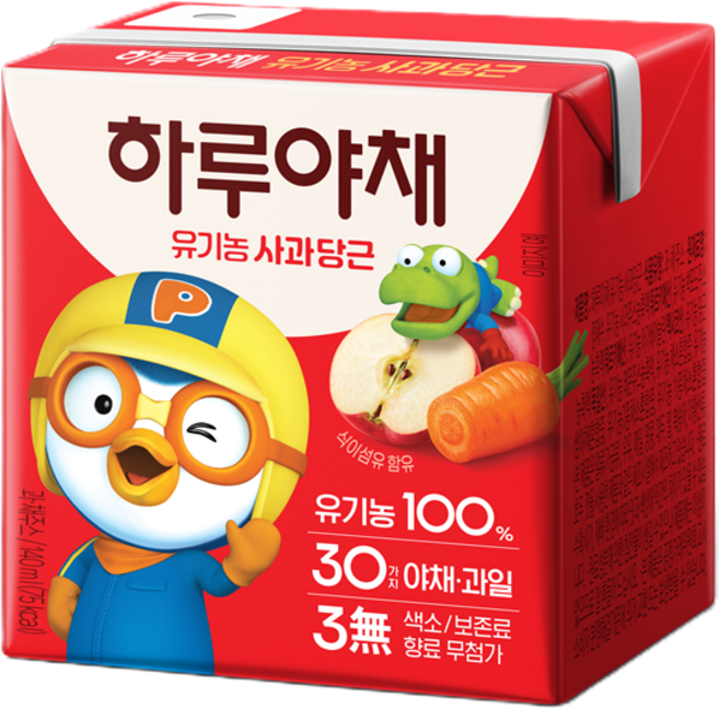 뽀로로 하루야채 유기농 사과당근, 12개, 140ml