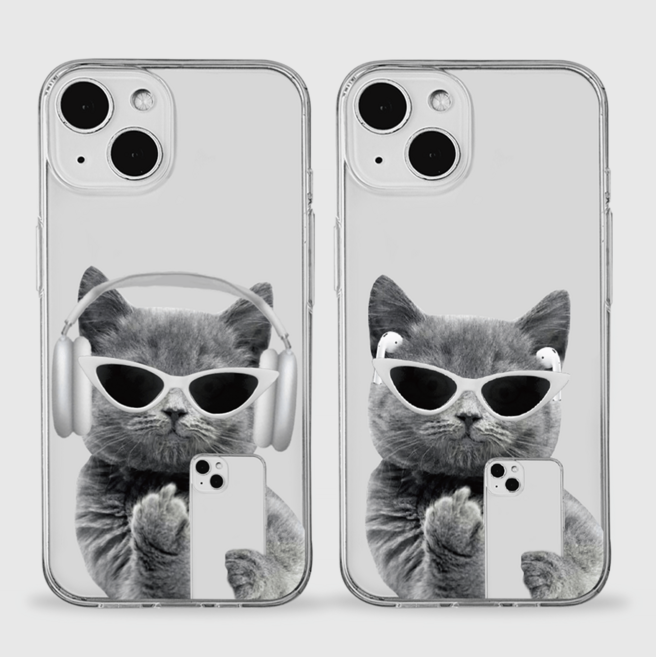 젤리케이스 /회색고양이 우정템 갤럭시 아이폰 케이스 S23 A33