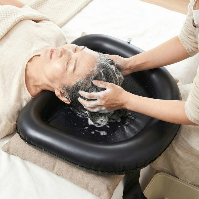 지구원 이동식 간이 환자 노인 샴푸대 세발기 펌프포함, 시크블랙, 1개