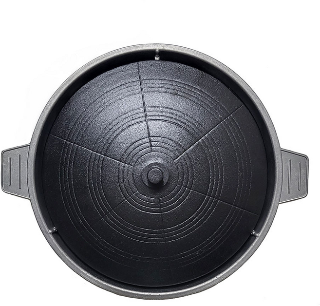 삼겹살 무쇠 솥뚜껑 불판 코팅 무코팅 2종 4사이즈, 1개, 솥뚜껑+물받이, 솥뚜껑 생무쇠 소(30)