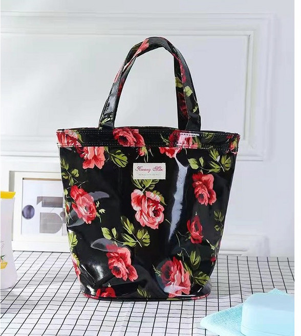 채우다 상점 화려한 애나멜질감 반짝이는 블랙 로즈 물빠지는 목욕가방 망사가방 운동가방 수영장가방 목욕바구니