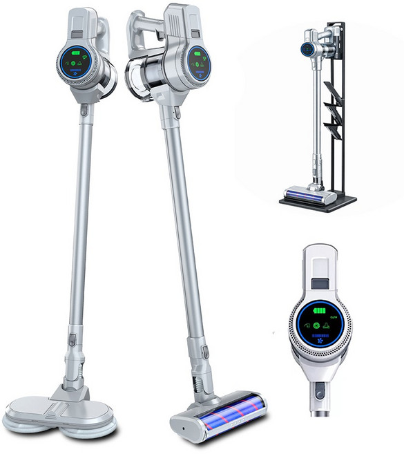 V일렉트로닉스 2IN1 무선 진공 청소기 물걸레키트 기본구성 강력모터 고급 LED기능, V일렉트로닉스2IN1무선청소기, 실버