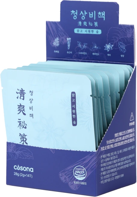 코소나 청상비책 리필 1박스 14포 천연허브6종 배합 코훈증티백 코소나키트 전용, 2g, 14개입 - 쿠팡