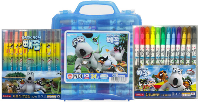 [HS] 동아 크레파스 색연필 사인펜 세트 신학기 선물 추천, 빼곰세트