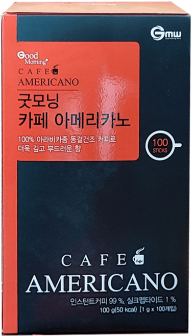 굿모닝 카페 아메리카노 블랙커피, 1g, 100개입, 1개