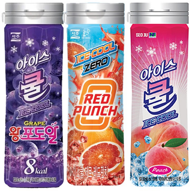 서주 아이스쿨 15개 (제로레드펀치 5개+피치5개+왕포도알5개), 1세트, 200ml