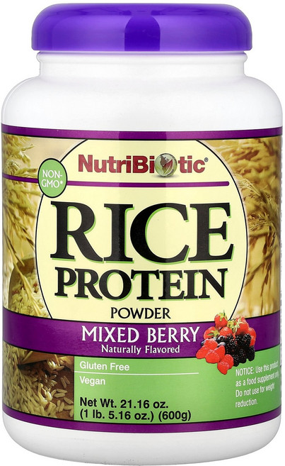 NutriBiotic 쌀 단백질 분말 믹스 베리 맛 1lb 600g(5.16oz) NutriBiotic (뉴트리바이오틱), 1개, 600g