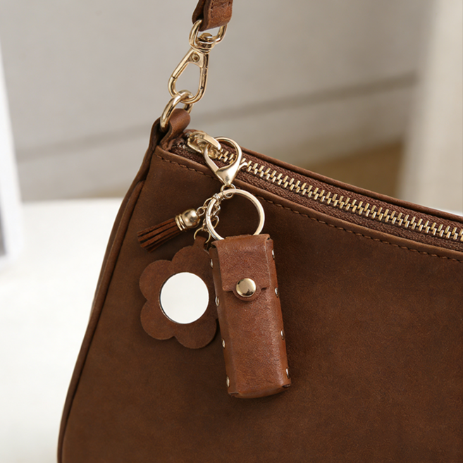 EMI 키링 가죽 립스틱 파우치