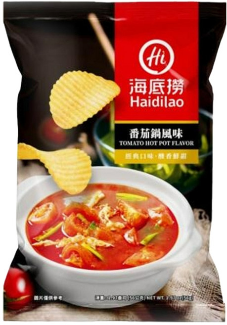 海底撈 麻辣/番茄風味洋芋片 - 麻辣鍋/番茄鍋風味, 1個, 海底撈-番茄口味洋芋片56g