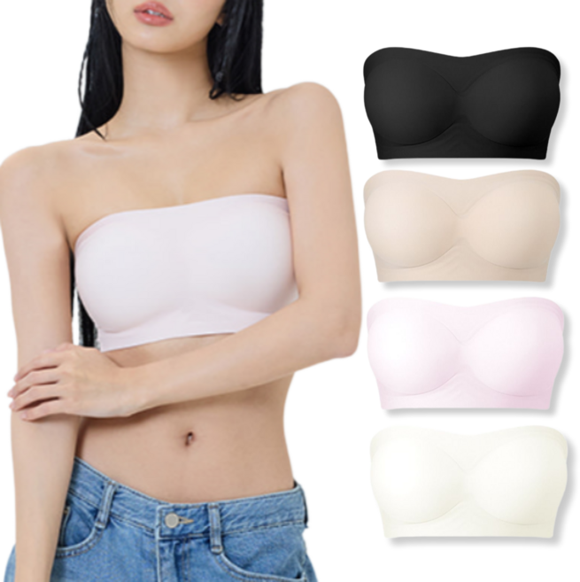 더핏 오프숄더 브라 끈없는 흘러내림 없는 볼륨업 뽕브라 웨딩브라 튜브탑