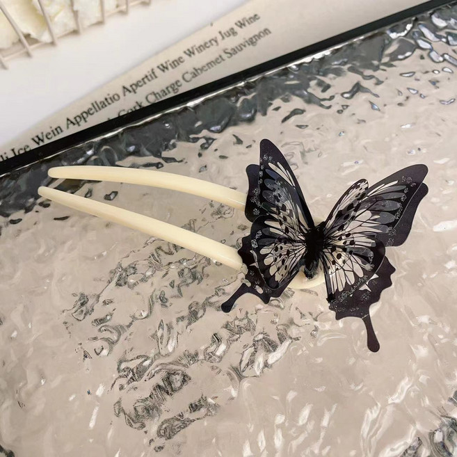 아이루리 나비 코사지 헤어 뒤꽂이 비녀 올림머리 반머리 스타일링 U자 포인트 악세사리