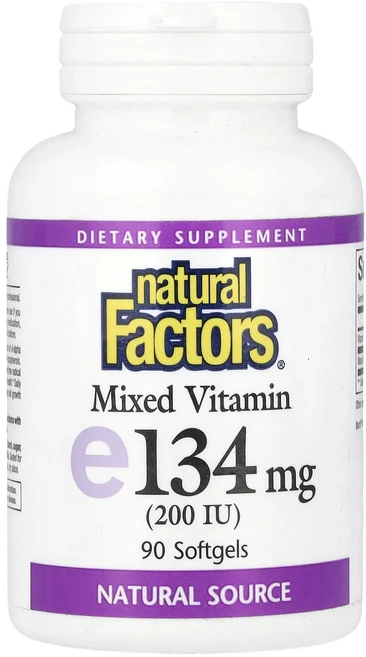 Natural Factors 혼합 비타민E 134mg(200IU) 소프트젤 90정, NaturalFactors혼합비타민E134mg200IU, 1개 - 쿠팡