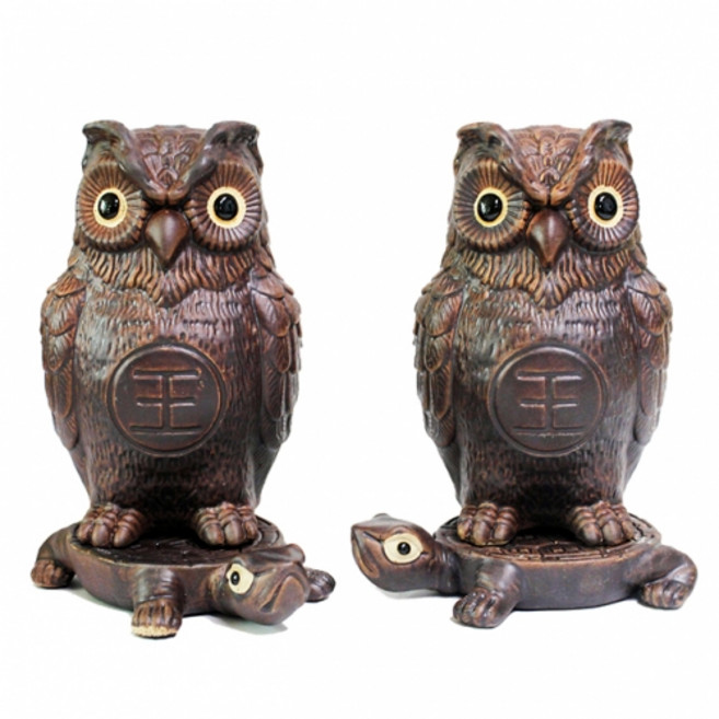 4마리 특대형 부엉이 거북이 생기 도자기 수맥차단 명당 길복 운세상승