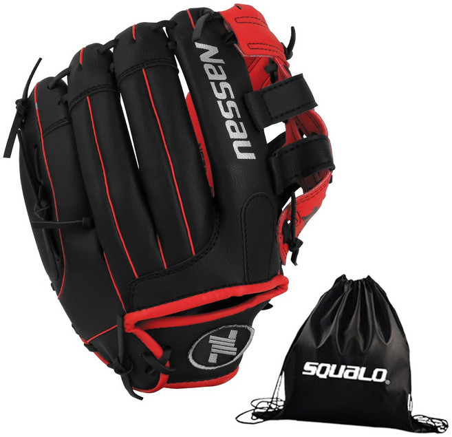 낫소 티볼글러브 투센 PU 야구공, 레드 우투용(왼손 착용) + SQ 가방, 1개, 12인치 레드 우투용 (왼손착용) 옐로우공