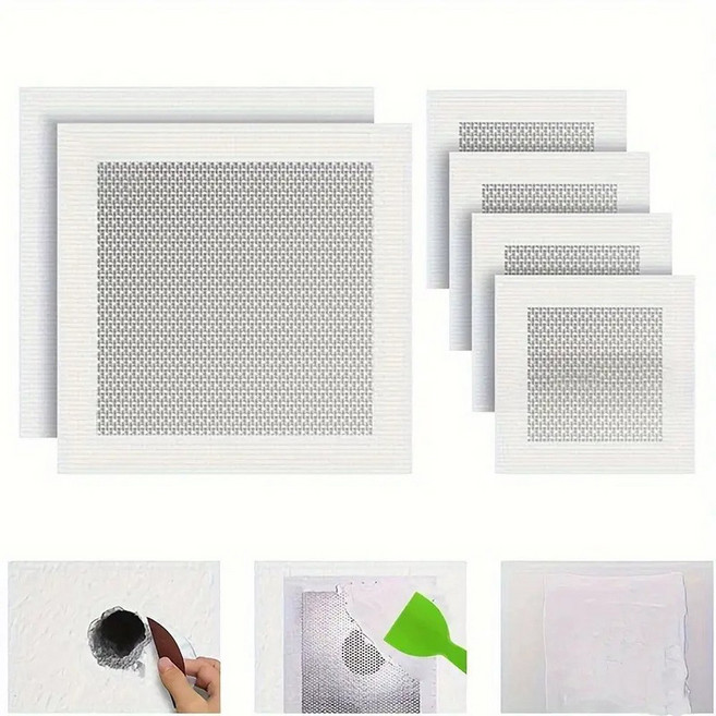 드라이월 수리 키트 3개 알루미늄 벽 패치 4/6인치 섬유 메쉬 아연 도금 시트 구멍 금속, 5pcs 6inch