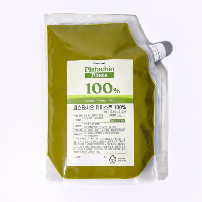원스쿱 피스타치오페이스트 100% 무첨가 Extra No.1 잼 크림 스프레드 버터, 1개, 1kg