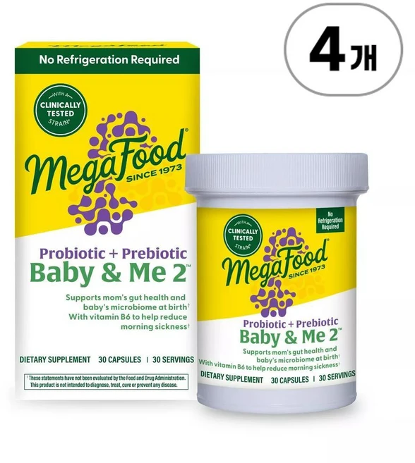 메가푸드 프리네이탈 프로바이오틱 + 프리바이오틱 캡슐즈 MegaFood Prenatal Probiotic + Prebiotic Capsules 60정, 4개 - 쿠팡