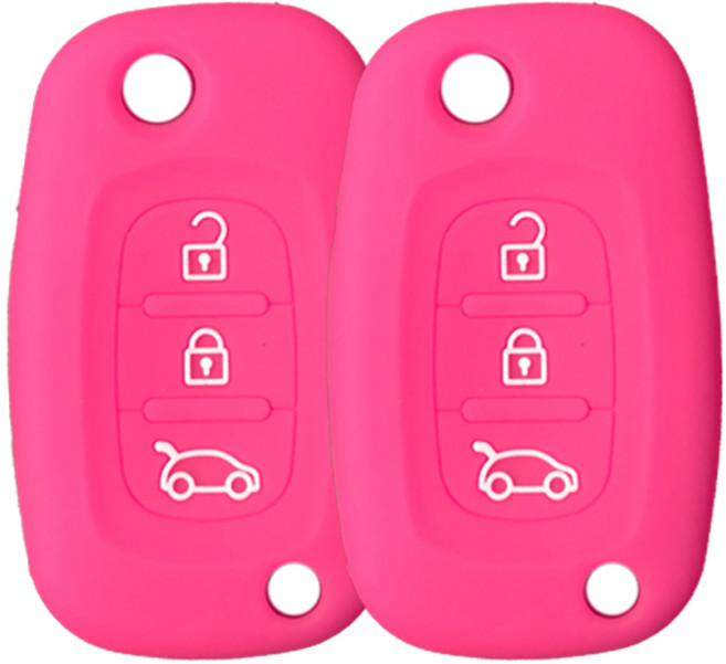 르노 SM5 SM3 SM7 (호환가능) 3버튼 실리콘 스마트키케이스 1+1, 핑크, 2개