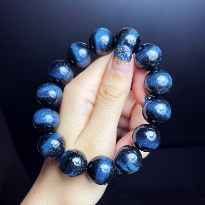 黑體藍虎眼石手珠手串手環手飾, 1個, 14MM