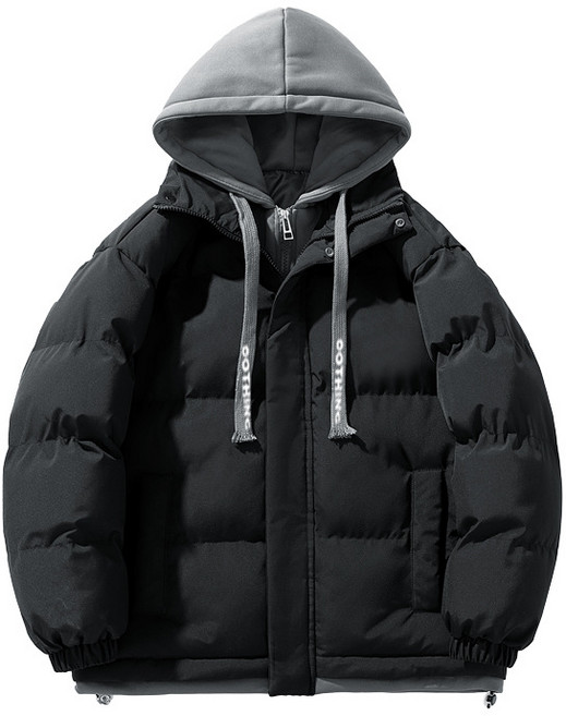 쌍천 겨울 후드 패딩 남자 도톰 캐주얼 루즈핏 남자 코트 패딩 휴가 투피스 Y25101409