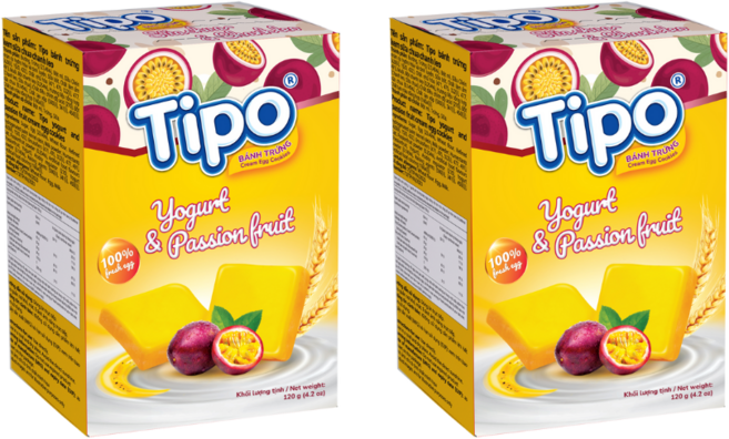 베트남 티포 패션푸르트 요거트 크림맛 에그 케이크, 120g, 2박스