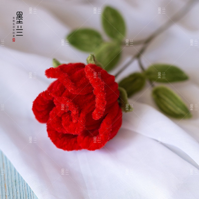 新年扭棒材料包 玫瑰花材料包, 1個, 02.大紅玫瑰花材料包可做11朵