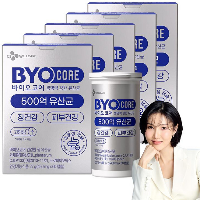 500억 유산균 CJ 바이오코어 고함량 특허유산균 5박스 장용성 캡슐, 5개, 60정