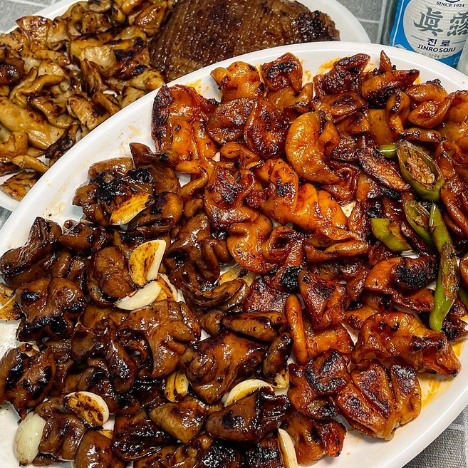 매콤 직화 곱창 소주안주 양념 소금 구이 돼지곱창, 볼케이노200g 2개, 200g