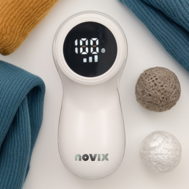 노빅스 보풀제거기 휴대용 충전식 6중날, 웜베이지