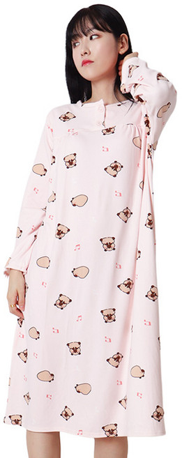 핑크존 더블웜 양면 기모 원피스 잠옷 E5 여성용