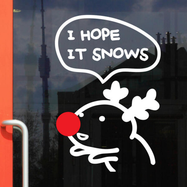 루돌프의 소원 i hope it snows 겨울 장식 스티커 small, 검정색