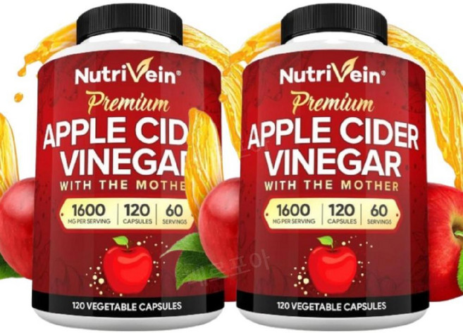 Nutrivein 애사비 애플사이다비니거 1600mg 120캡슐 2개 ACV