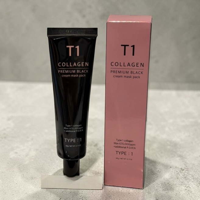 [찐콜라겐광] T1 티원 콜라겐 PDRN 프리미엄 블랙 크림 마스크팩 촉촉탱탱, 60g 1개, 1개