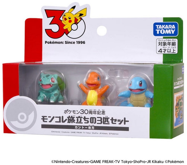 TAKARA TOMY 寶可夢 30週年紀念 初始御三家 模型公仔組 關都地區, 1個