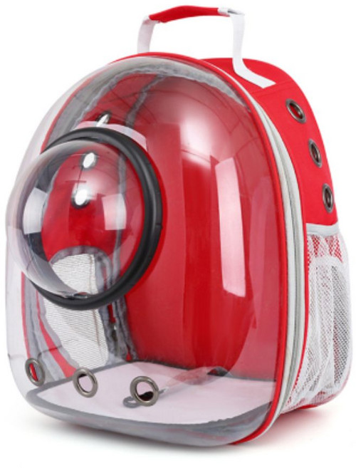 나나봉봉 반려동물 우주 캡슐 투명 백팩, 1개, 레드