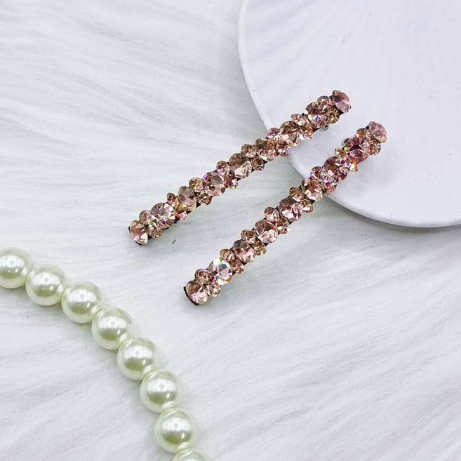 에떼리본 스와로브스키 앞머리자동핀 6cm한쌍 H145