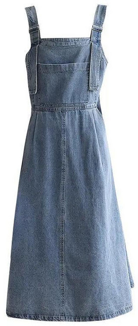 FANSYLI 데님 멜빵 원피스 여성 여름 얇은 원피스 미니 원피스 루즈핏 캐주얼 A라인 데님 원피스 데일리룩 X2505M21