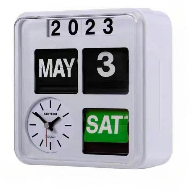 파텍플립 캘린더 탁상겸용 벽시계 블랙 화이트 오렌지 18cm AD-880, AD-880화이트(18x18x8)