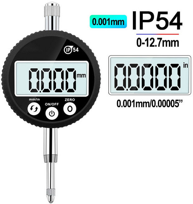 IP54 방수 디지털 001MM 00005 다이얼 7MM 미터법 12 인치 표시기 전자 미터, 03 Thousand points, 1개