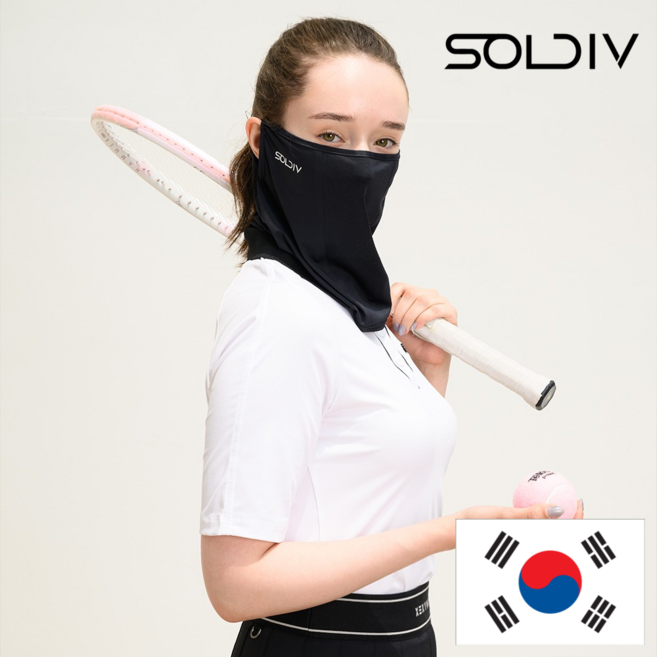 솔디브 국산 자외선 차단 쿨 스포츠 골프 마스크, 블랙, 1개