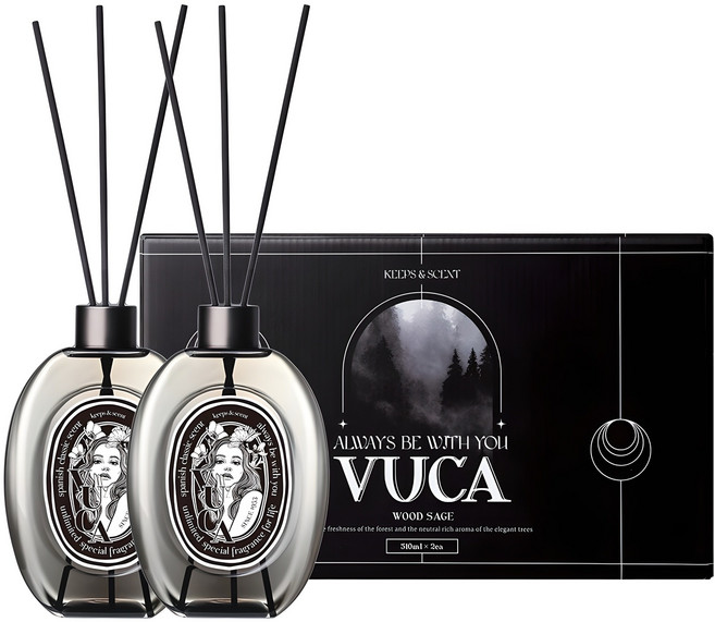 뷰카 센트 클래식 대용량 디퓨저 선물세트, 우드세이지, 510ml, 2개