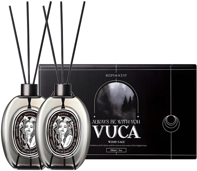 뷰카 센트 클래식 대용량 디퓨저 선물세트, 우드세이지, 510ml, 2개 - 쿠팡