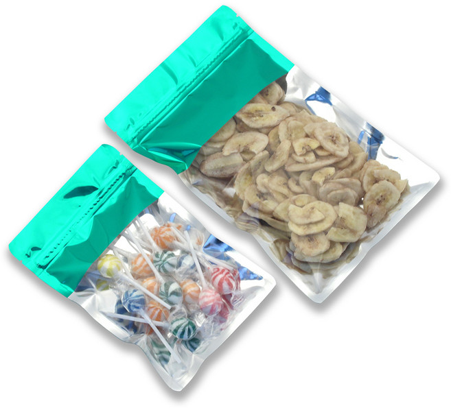 [일진팩 지퍼]상단 그린 지퍼백 전면투명창 소분 원두 사료 증착 비닐팩 100매, 16cm×26cm-100매, 1개, 중(M), 100개입